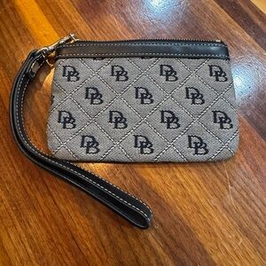 Dooney & Bourke Black and Gold Leather Strap coin zipper purse